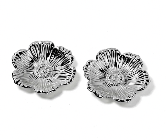 Flower Shaped Silver Bowls Set