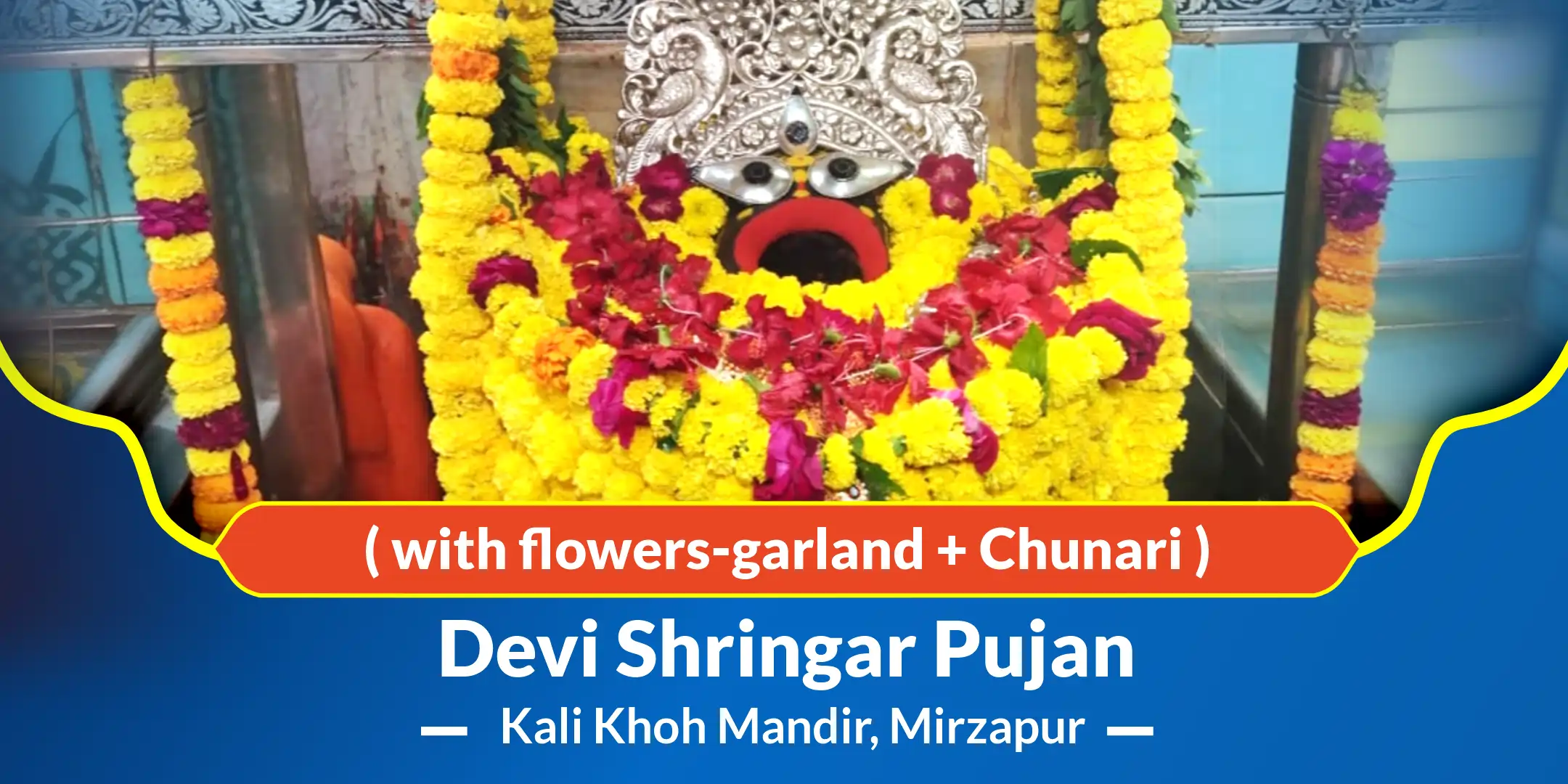 Devi Shringar Pujan with flowers-garland + Chunari
