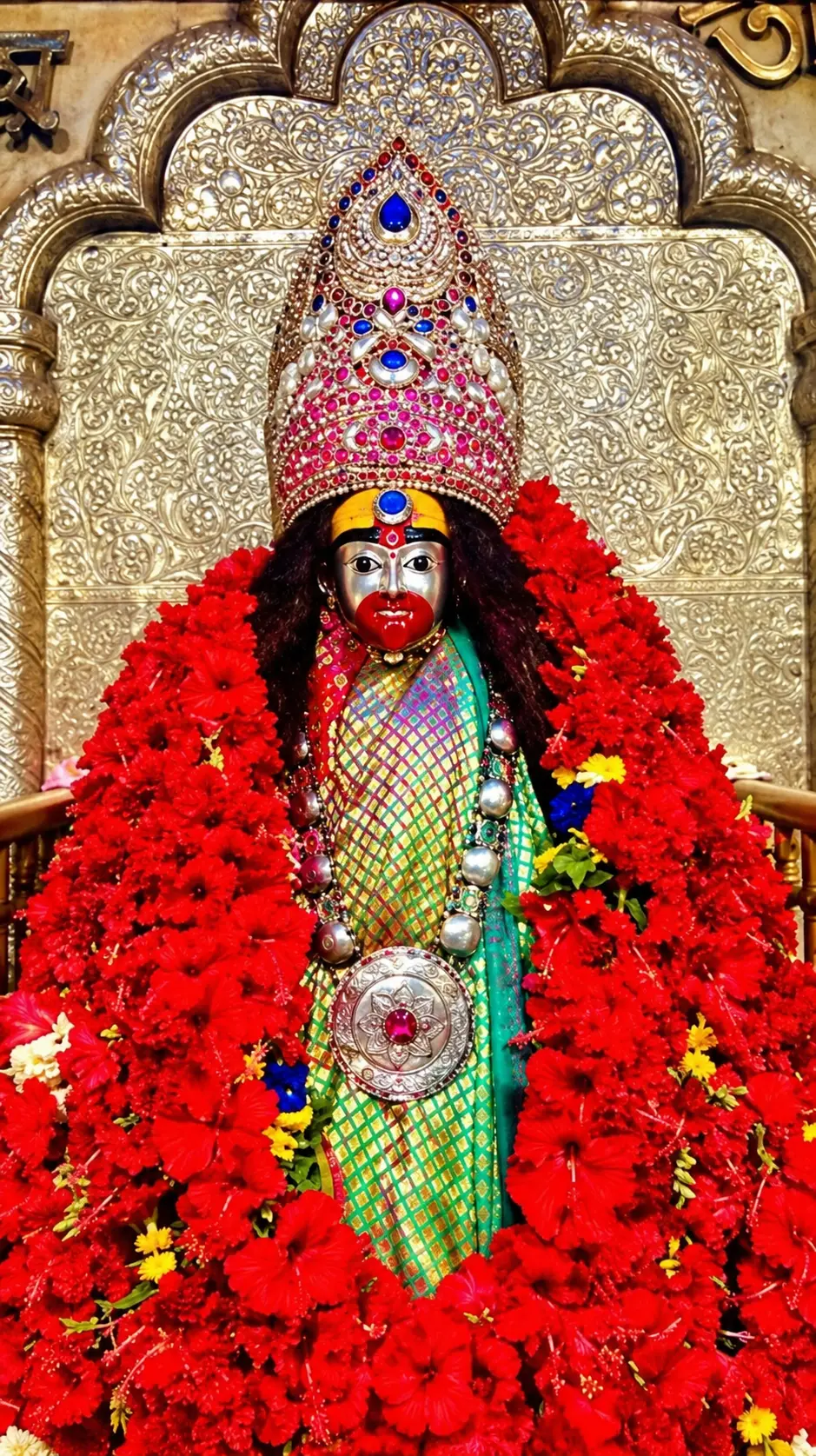 Ornate Floral Deity Shrine Portrait.webp